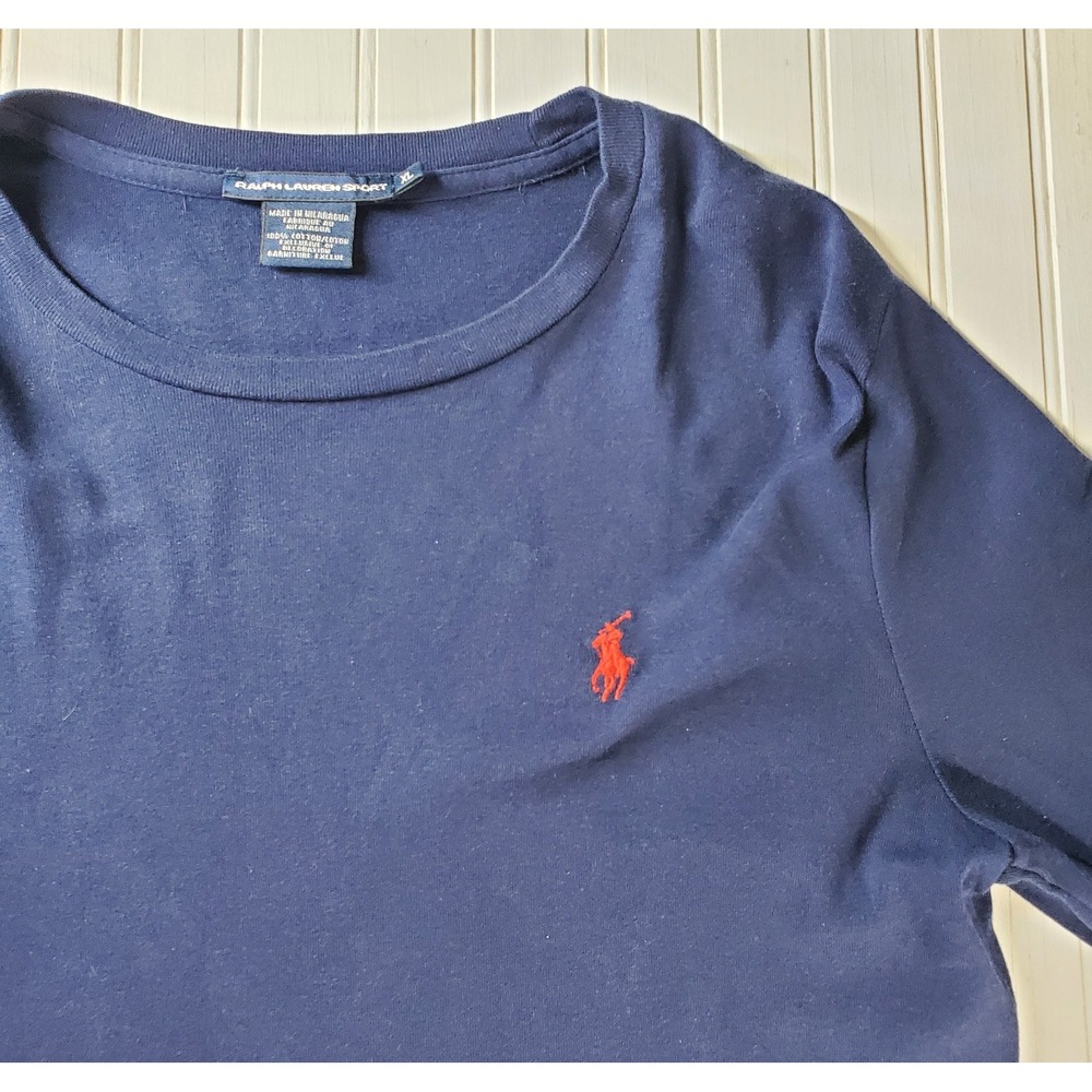 Polo Ralph Lauren Sport Shirt Boys XL 14/16 Navy Blue Long Sleeve Pony‎ Tee